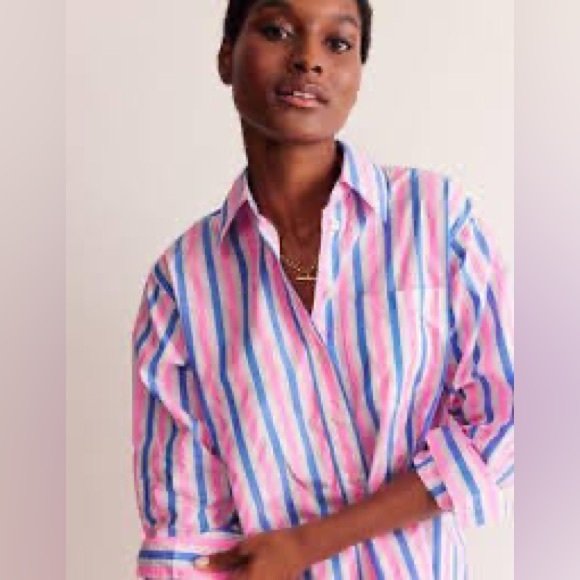 Boden Tops - Boden Connie Relaxed Stripe Cotton Blend Button-Down Shirt 12